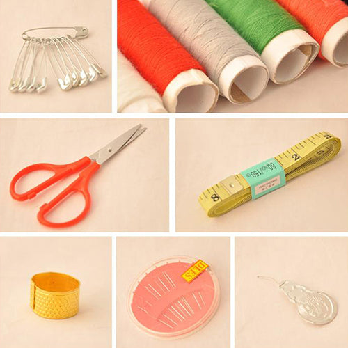 Thread Threader Needle Tape Measure Scissors Thimble Sewing Kit Needlework Box