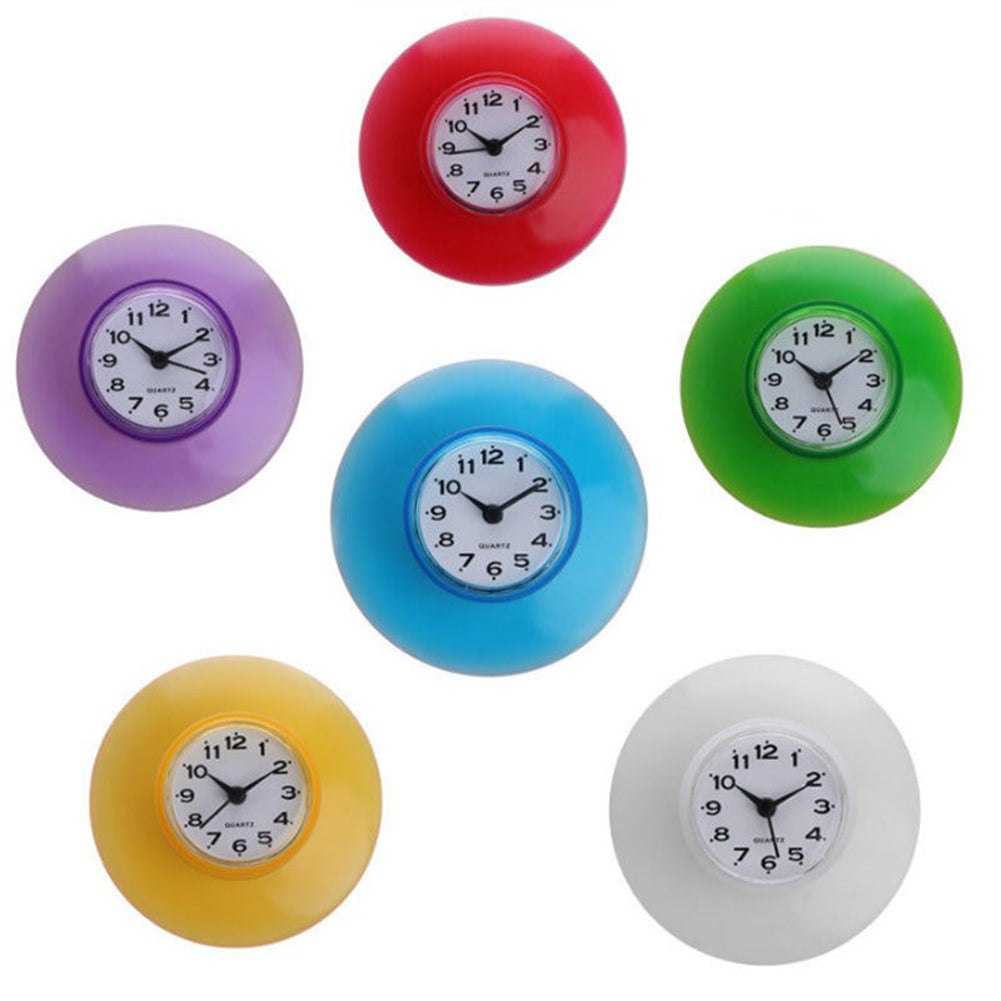Waterproof Kitchen Bathroom Shower Wall Clock Suction Cup Fridge Decoration Gift