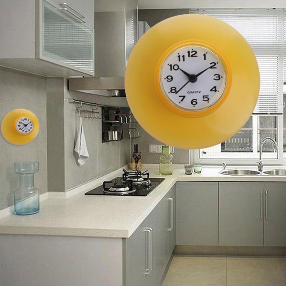 Waterproof Kitchen Bathroom Shower Wall Clock Suction Cup Fridge Decoration Gift