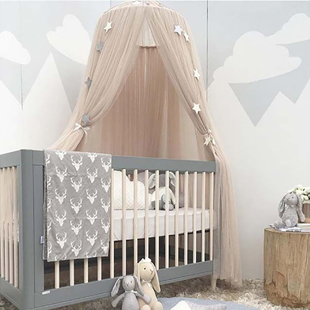 Baby Lace Crib Tent Round Dome Hanging Curtain Mosquito Net Kids Room Decor