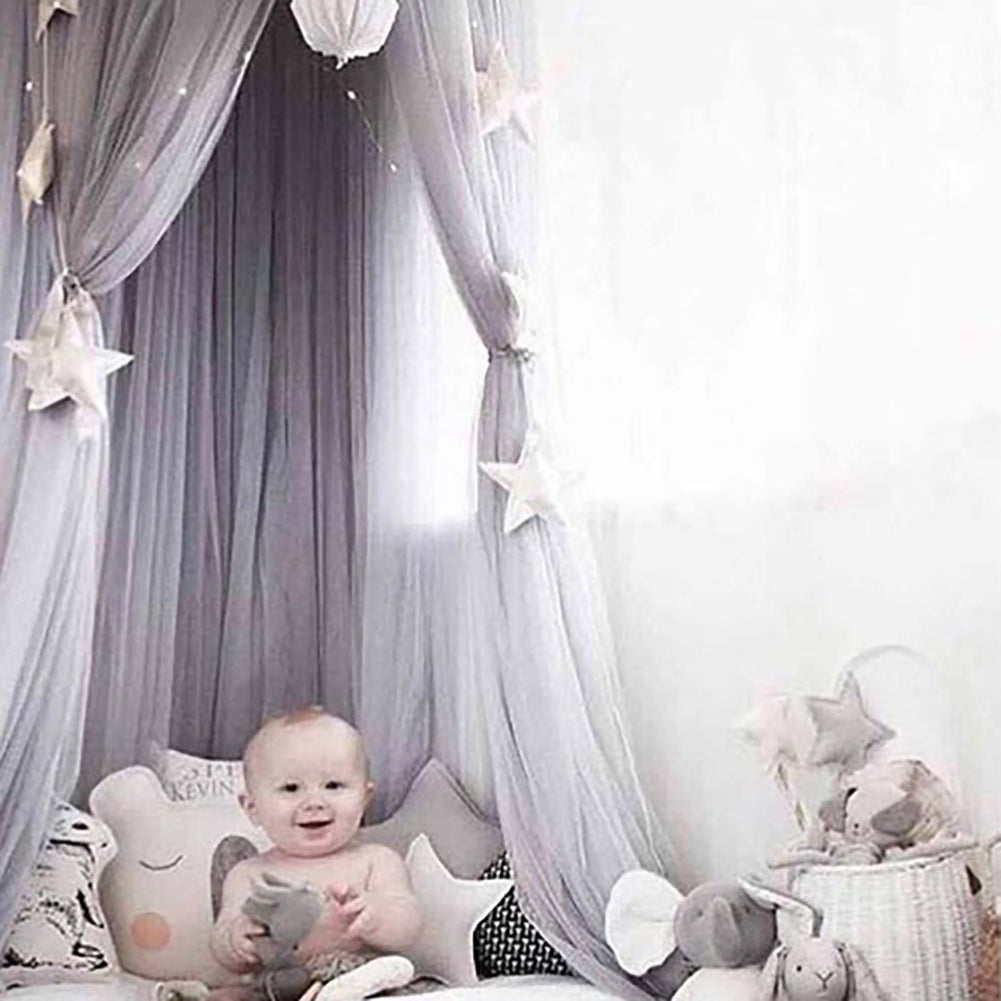 Baby Lace Crib Tent Round Dome Hanging Curtain Mosquito Net Kids Room Decor
