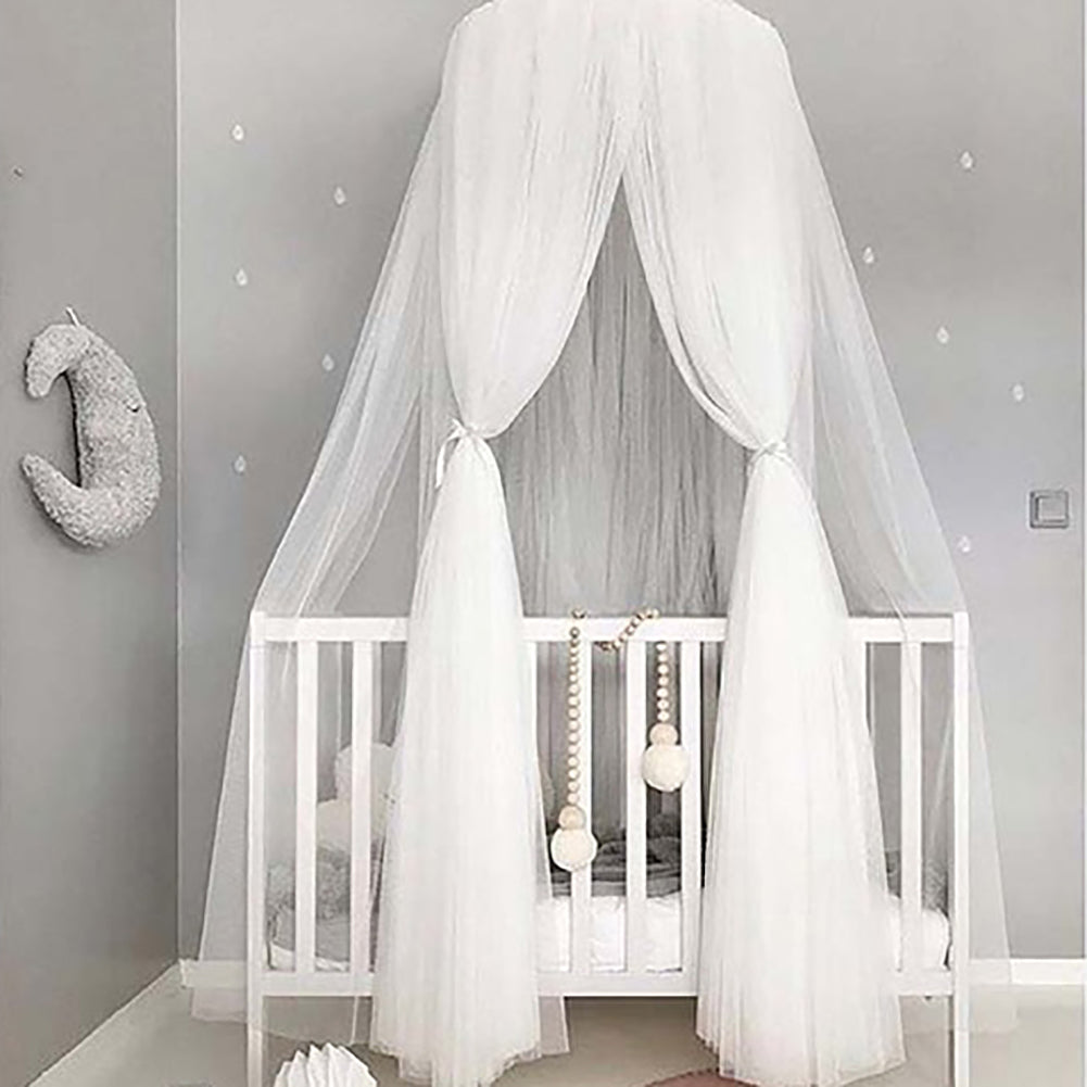 Baby Lace Crib Tent Round Dome Hanging Curtain Mosquito Net Kids Room Decor