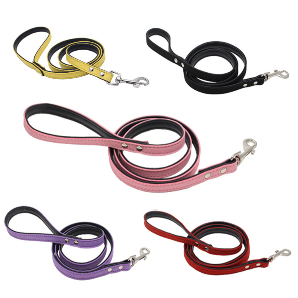 Fashion 120cm Faux Leather Dog Leash Puppy Pet Walking Training Lead Rope