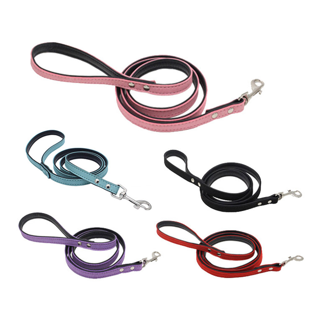 Fashion 120cm Faux Leather Dog Leash Puppy Pet Walking Training Lead Rope