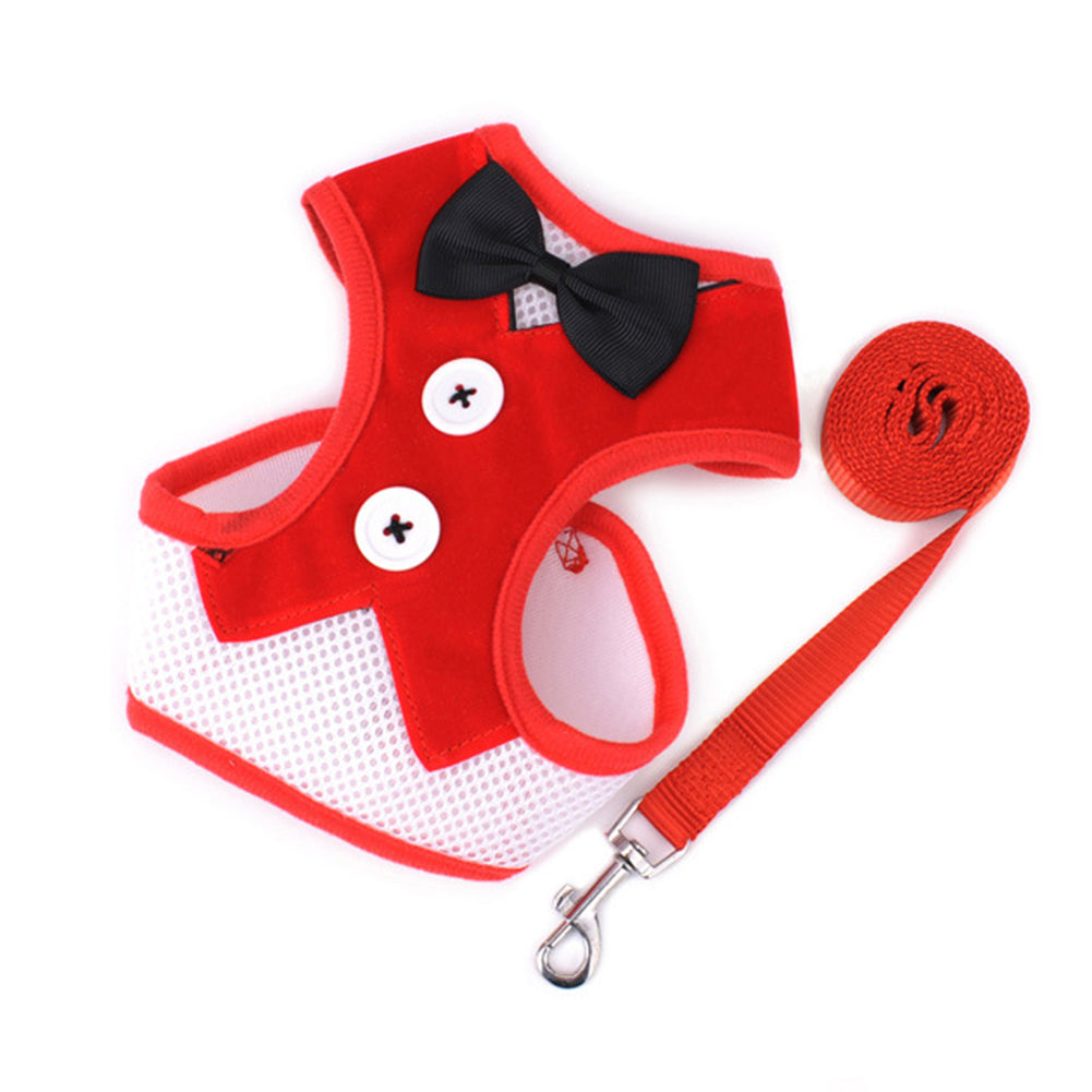 Fashion Bowtie Gentleman Suit Tuxedo Harness Vest with Leash for Pet Dog Puppy