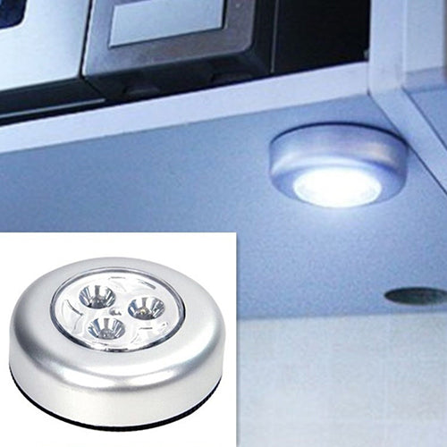 Mini Useful Wall Light Kitchen Cabinet Closet Car 3 LED Wireless Push Touch Lamp