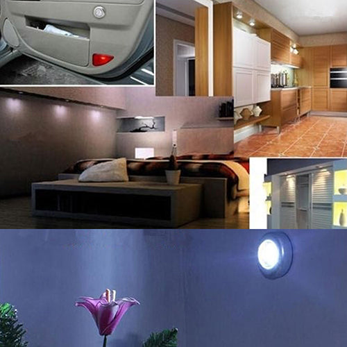 Mini Useful Wall Light Kitchen Cabinet Closet Car 3 LED Wireless Push Touch Lamp