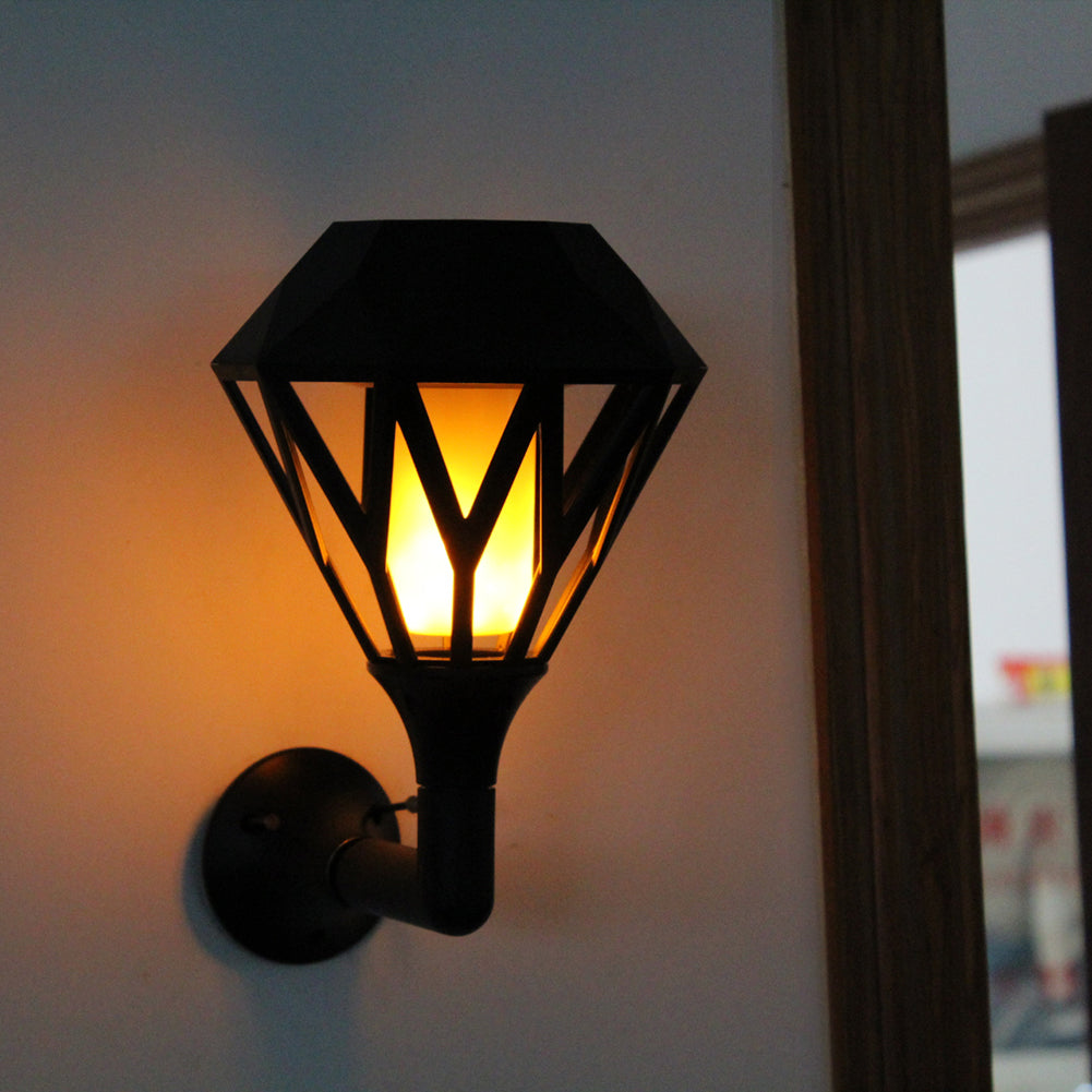 USB Charging Solar LED Flame Light Waterproof Decorative Garden Lawn Wall Lamp