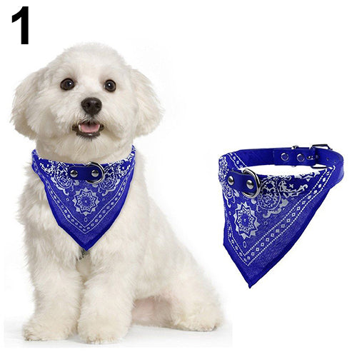 Adjustable Pet Dog Puppy Cat Neck Scarf Bandana Faux Leather Collar Neckerchief