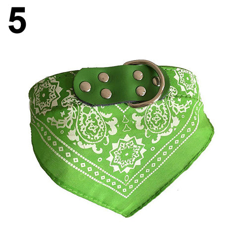 Adjustable Pet Dog Puppy Cat Neck Scarf Bandana Faux Leather Collar Neckerchief