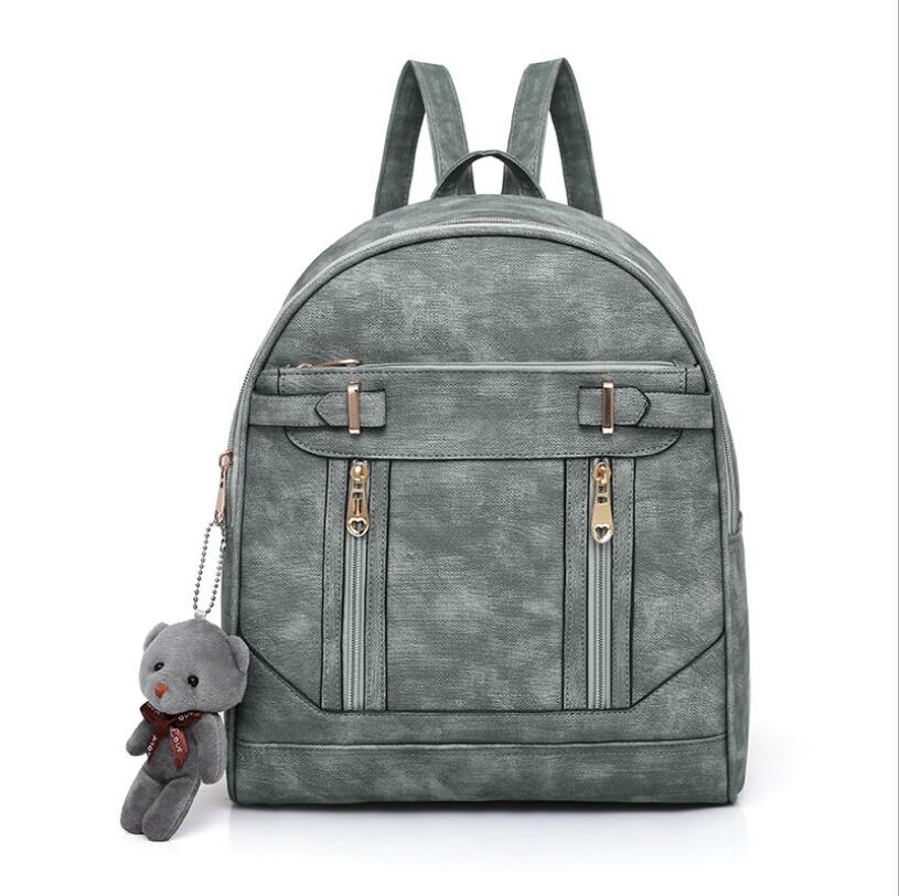 2018 new women's leather backpack personality fashion Mochila Feminina college wind ladies small bag ladies travel bag