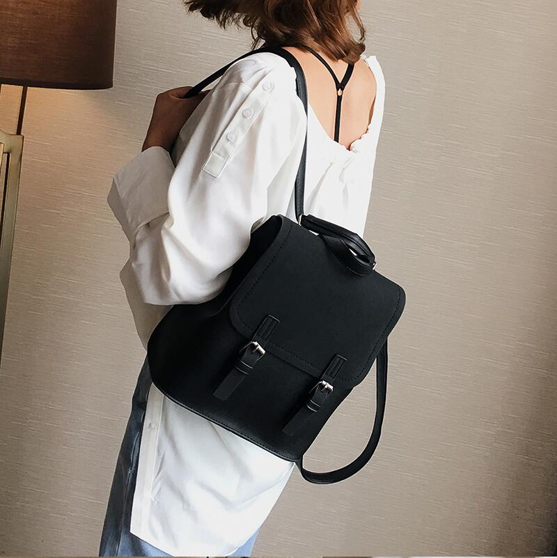 New Leather Small Backpack Women Backpacks Female School Bags for Girls Fashion Travel Bag Black Rucksack Mochila  Feminina