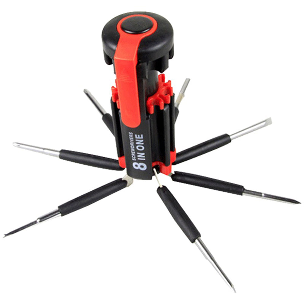 8in1 Portable Slotted Cross Screwdriver with LED Light Tool for Home Camping