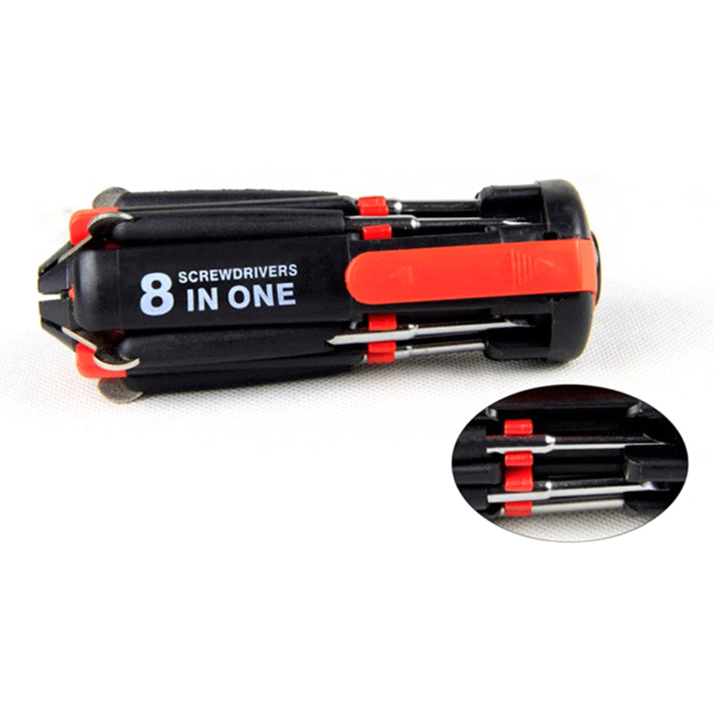 8in1 Portable Slotted Cross Screwdriver with LED Light Tool for Home Camping