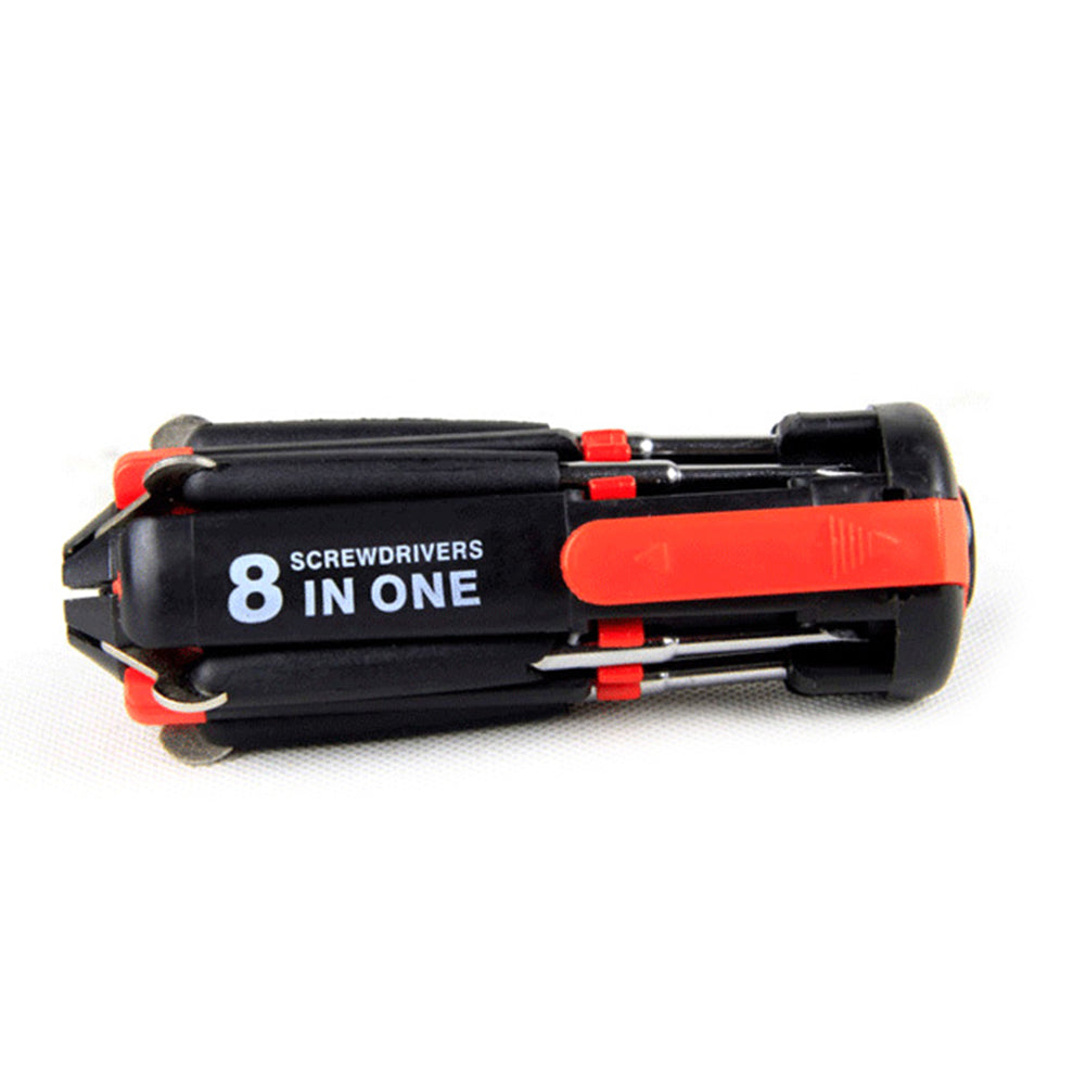 8in1 Portable Slotted Cross Screwdriver with LED Light Tool for Home Camping