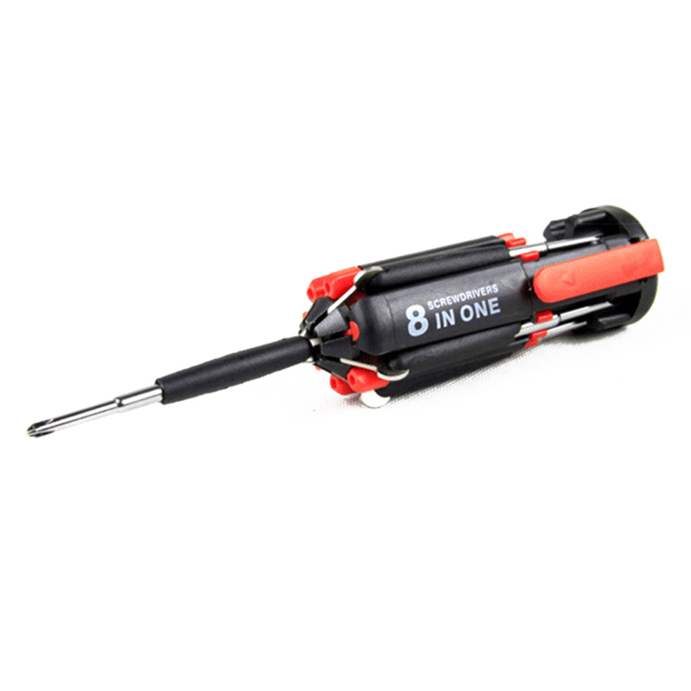 8in1 Portable Slotted Cross Screwdriver with LED Light Tool for Home Camping