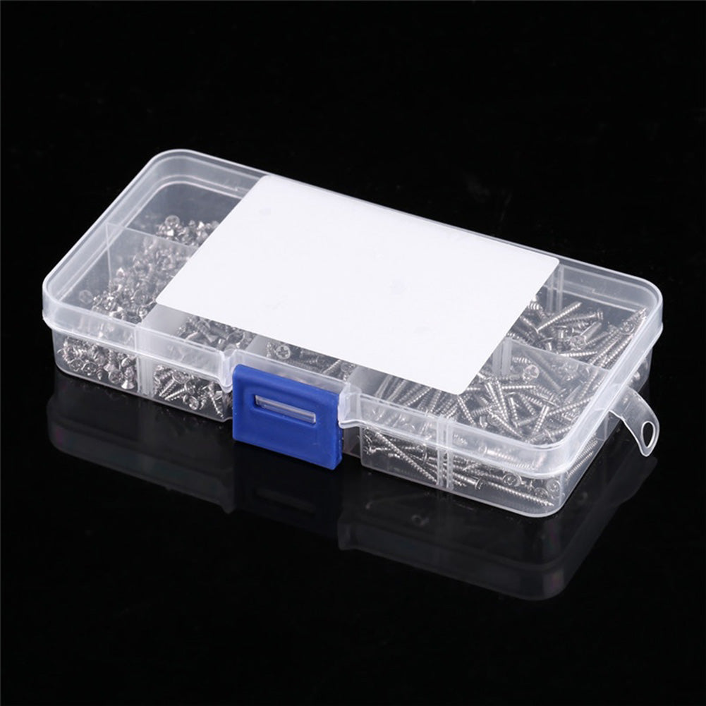 800Pcs M2 Cross Drive Flat Head Self-Tapping Screws Woodworking Fastener with Box