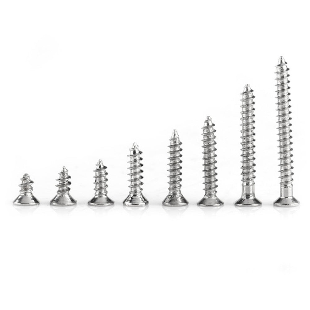 800Pcs M2 Cross Drive Flat Head Self-Tapping Screws Woodworking Fastener with Box