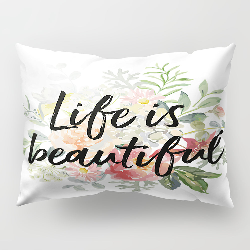 Throw Pillow Case Flower Letter Print Sofa Bed Cushion Cover Home Hotel Decor