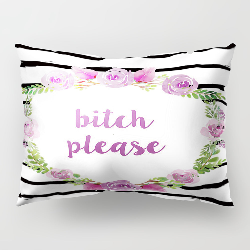 Throw Pillow Case Flower Letter Print Sofa Bed Cushion Cover Home Hotel Decor