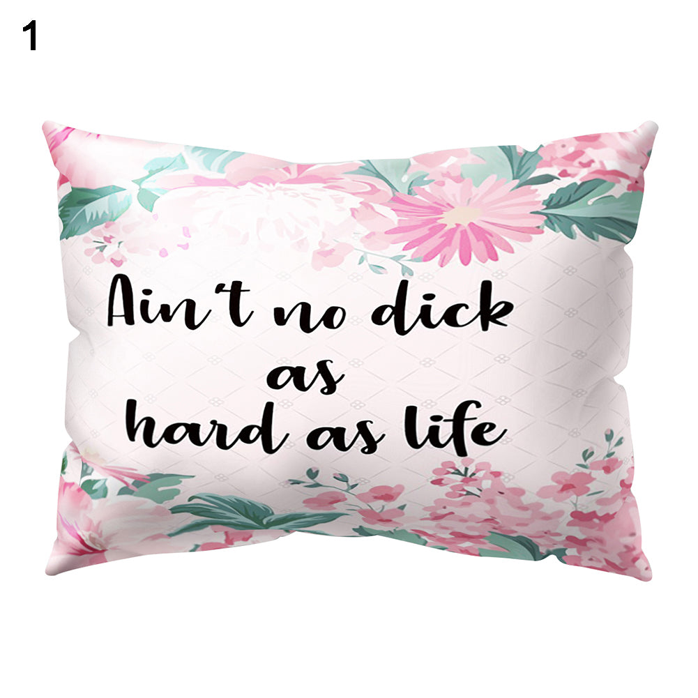 Throw Pillow Case Flower Letter Print Sofa Bed Cushion Cover Home Hotel Decor