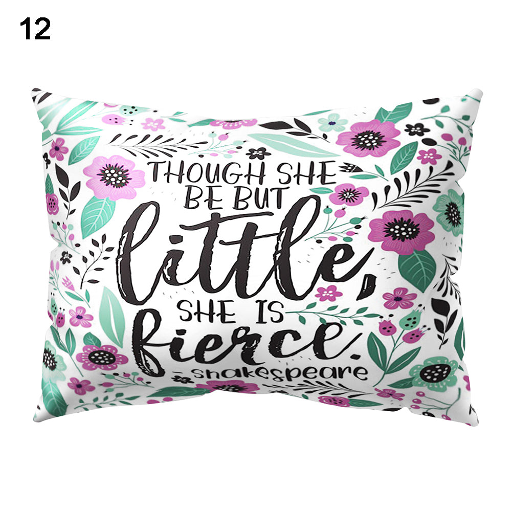Throw Pillow Case Flower Letter Print Sofa Bed Cushion Cover Home Hotel Decor
