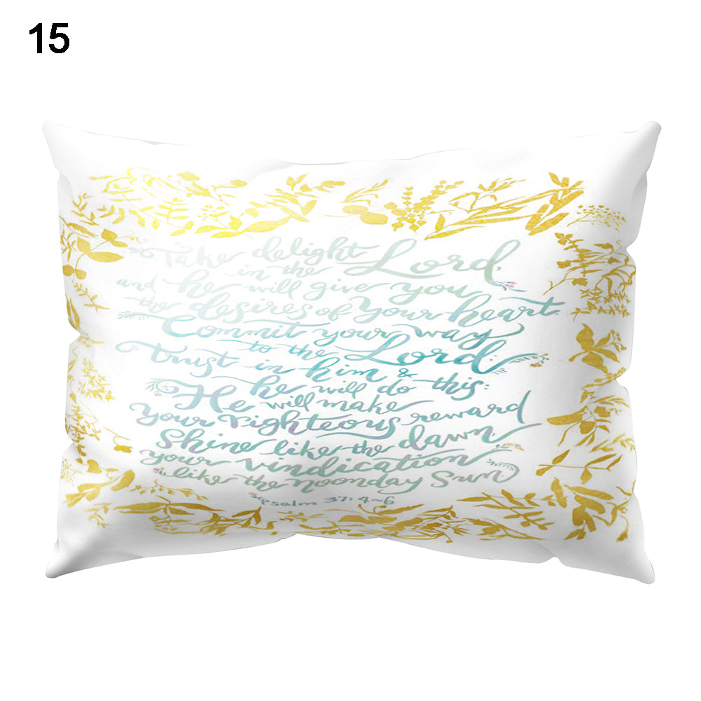 Throw Pillow Case Flower Letter Print Sofa Bed Cushion Cover Home Hotel Decor