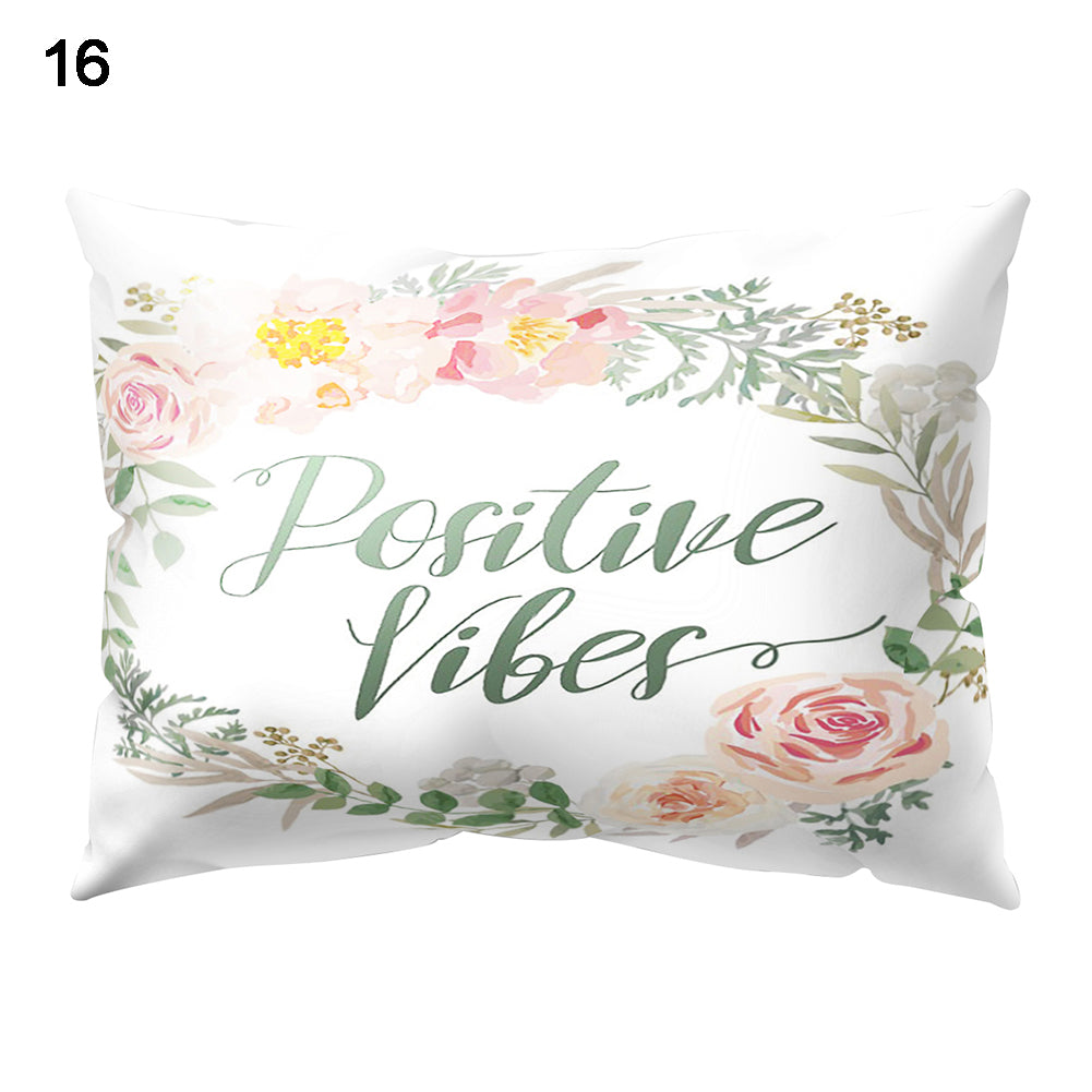 Throw Pillow Case Flower Letter Print Sofa Bed Cushion Cover Home Hotel Decor