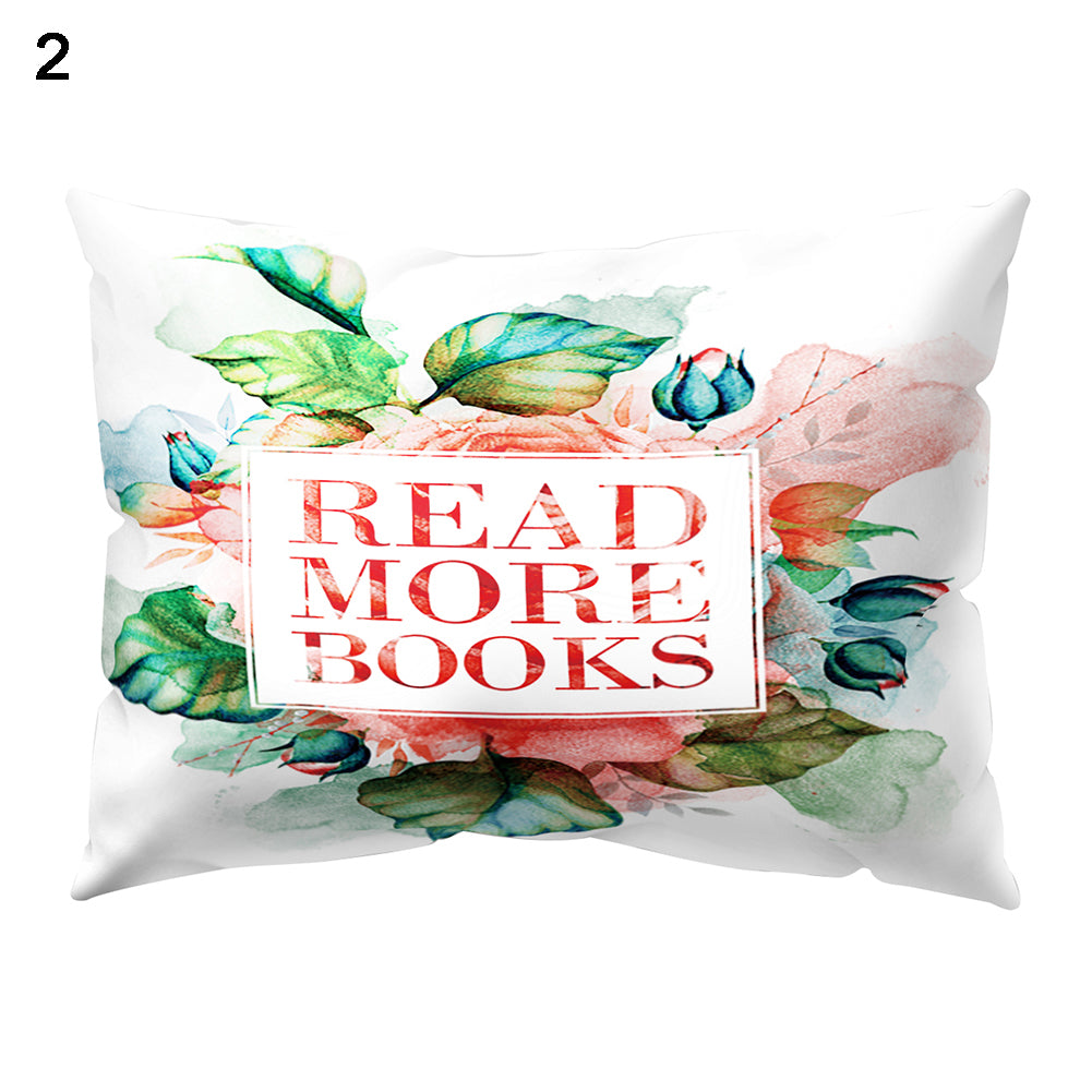 Throw Pillow Case Flower Letter Print Sofa Bed Cushion Cover Home Hotel Decor