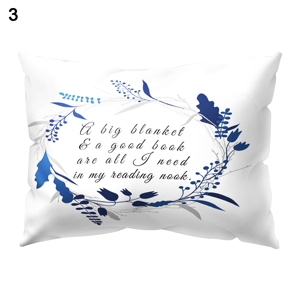 Throw Pillow Case Flower Letter Print Sofa Bed Cushion Cover Home Hotel Decor