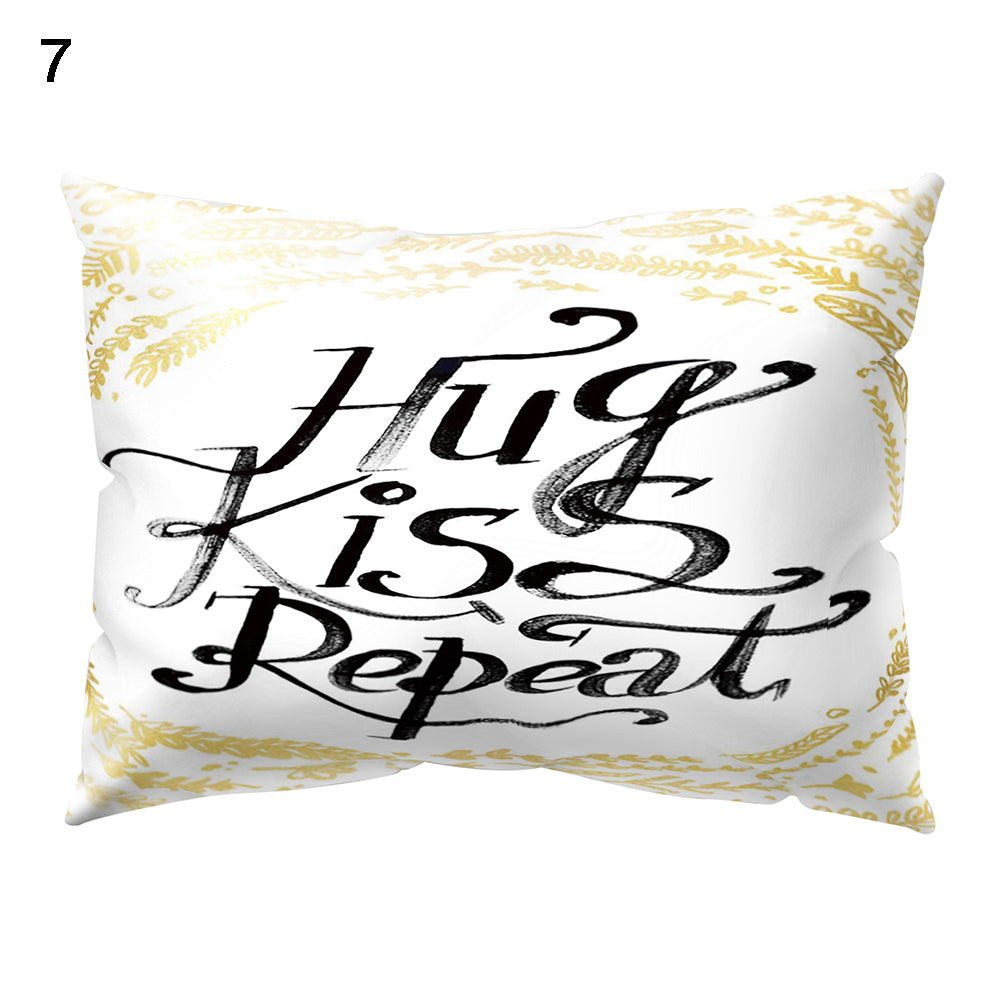 Throw Pillow Case Flower Letter Print Sofa Bed Cushion Cover Home Hotel Decor