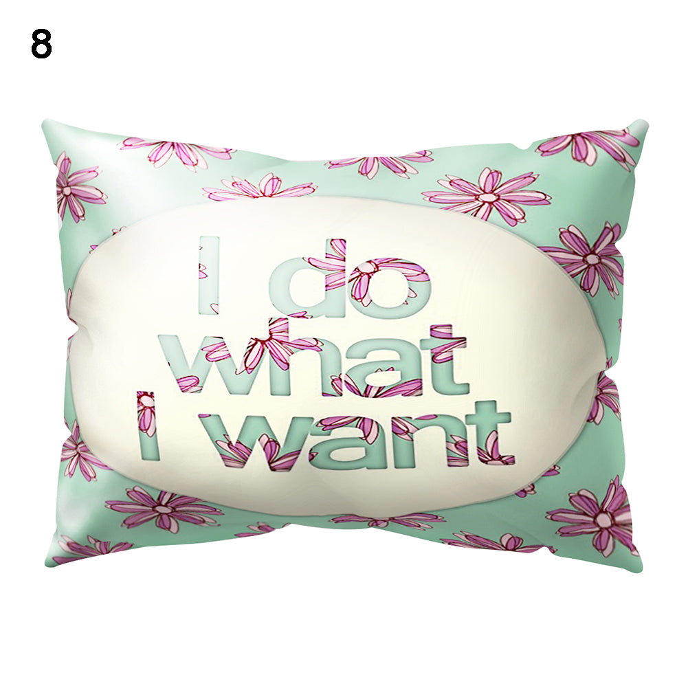 Throw Pillow Case Flower Letter Print Sofa Bed Cushion Cover Home Hotel Decor