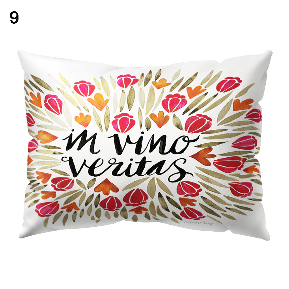 Throw Pillow Case Flower Letter Print Sofa Bed Cushion Cover Home Hotel Decor