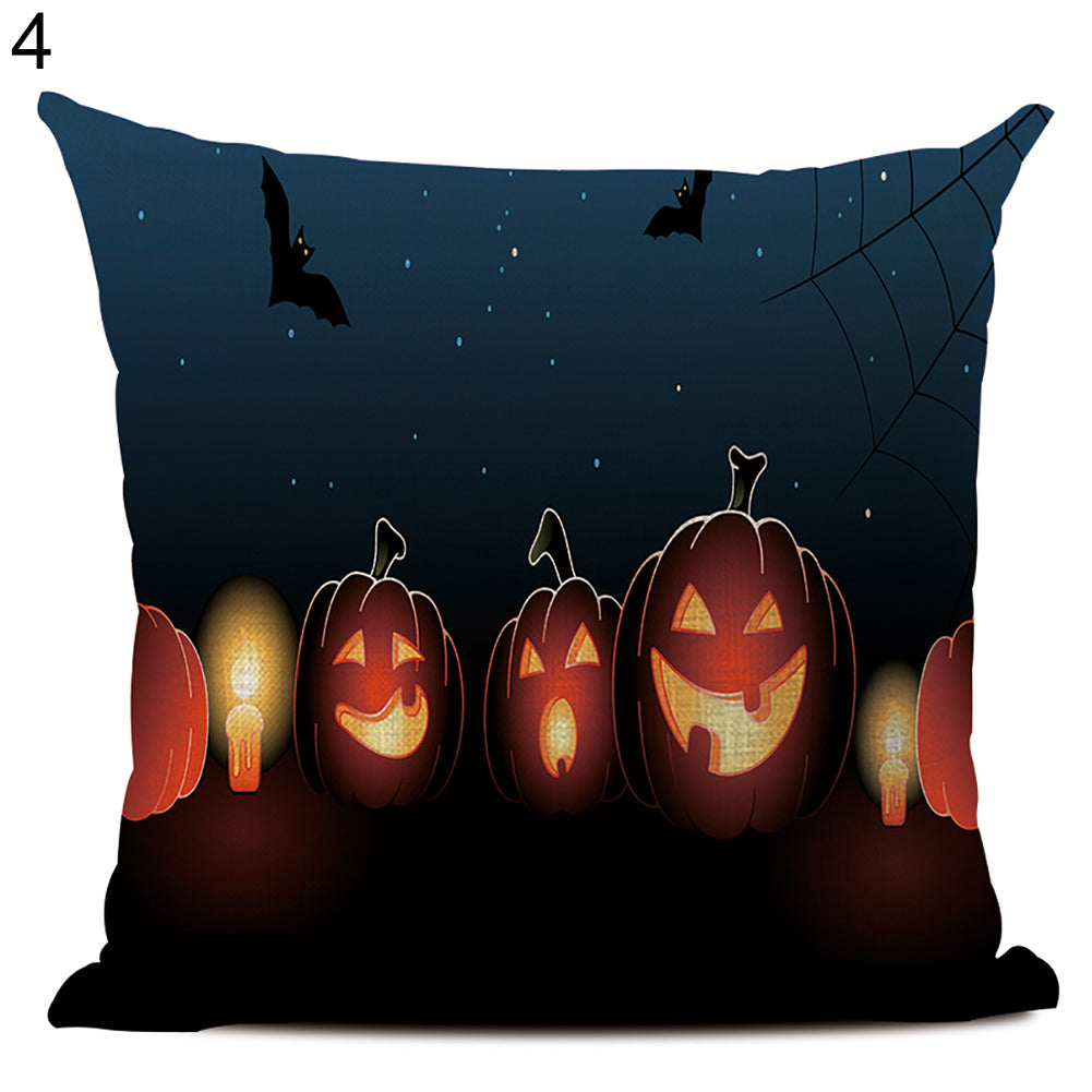 Happy Halloween Linen Throw Pillow Case Decorative Cushion Cover for Home Sofa