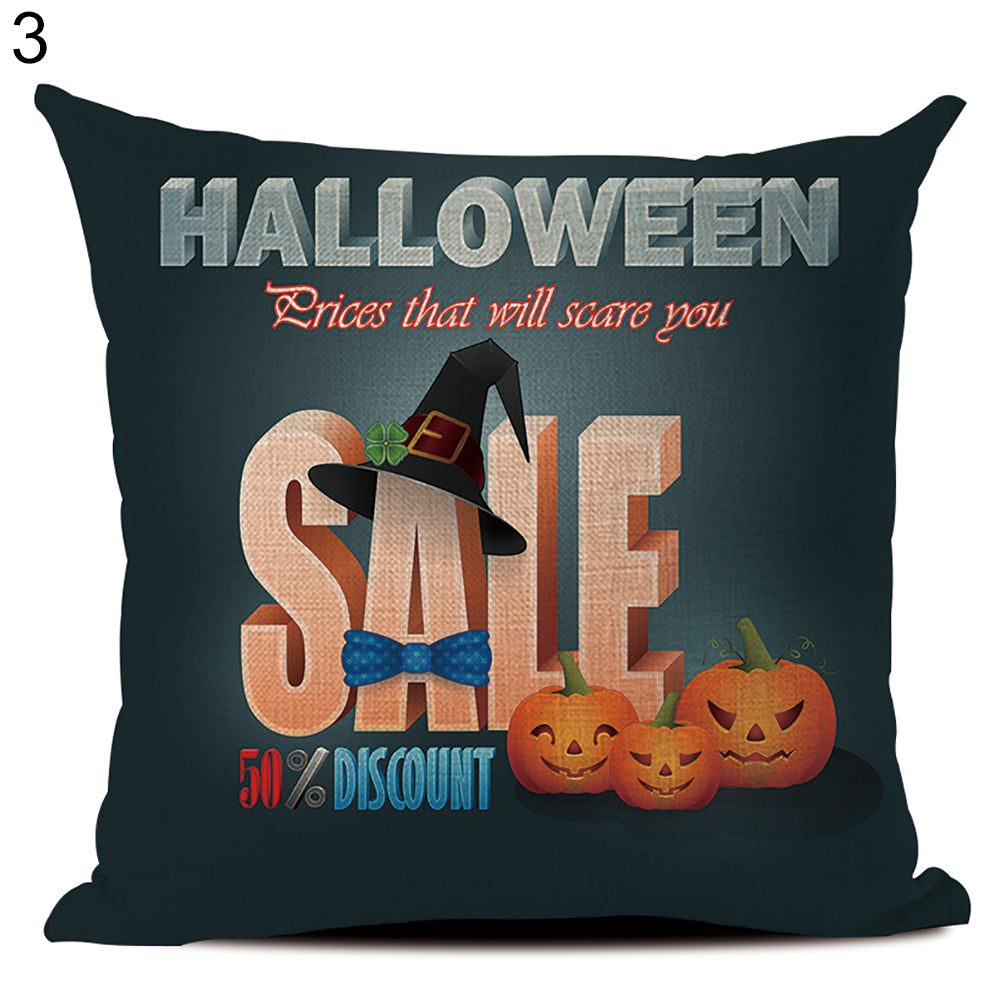 Happy Halloween Linen Throw Pillow Case Decorative Cushion Cover for Home Sofa