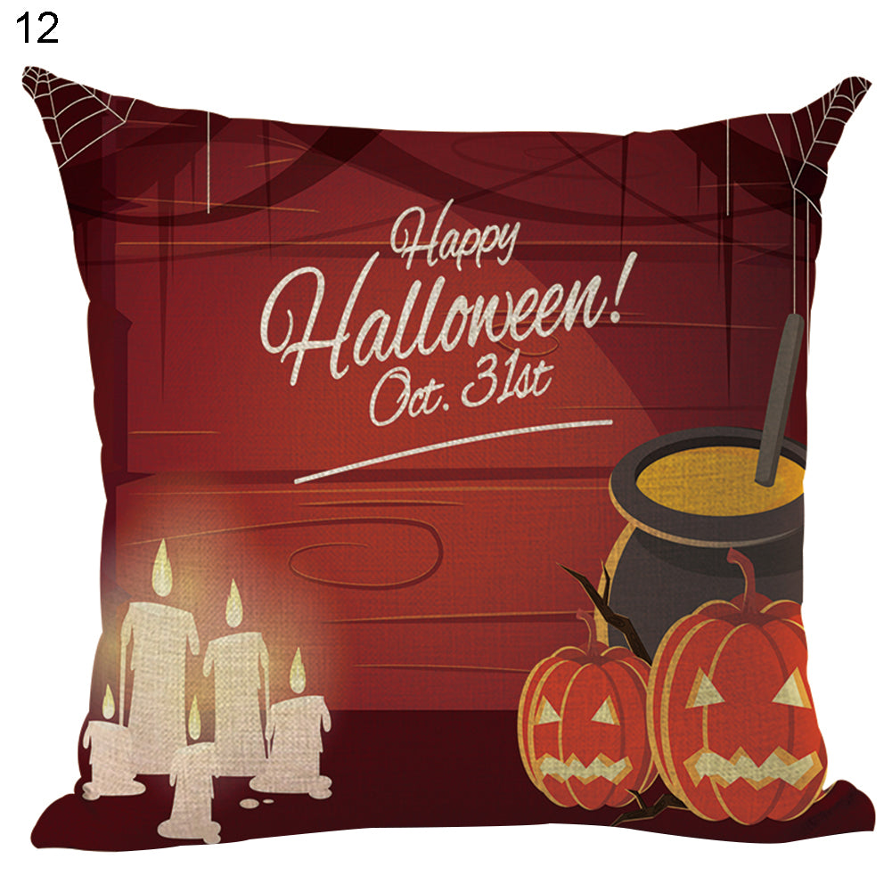 Happy Halloween Pumpkin Zombie Linen Throw Pillow Case Cushion Cover Decoration