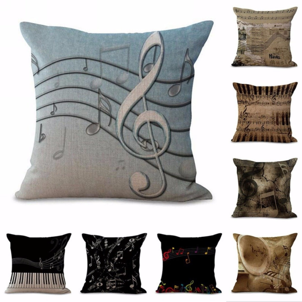 Fashion Throw Sofa Couch Pillow Case Home Decor Musical Notation Cushion Cover