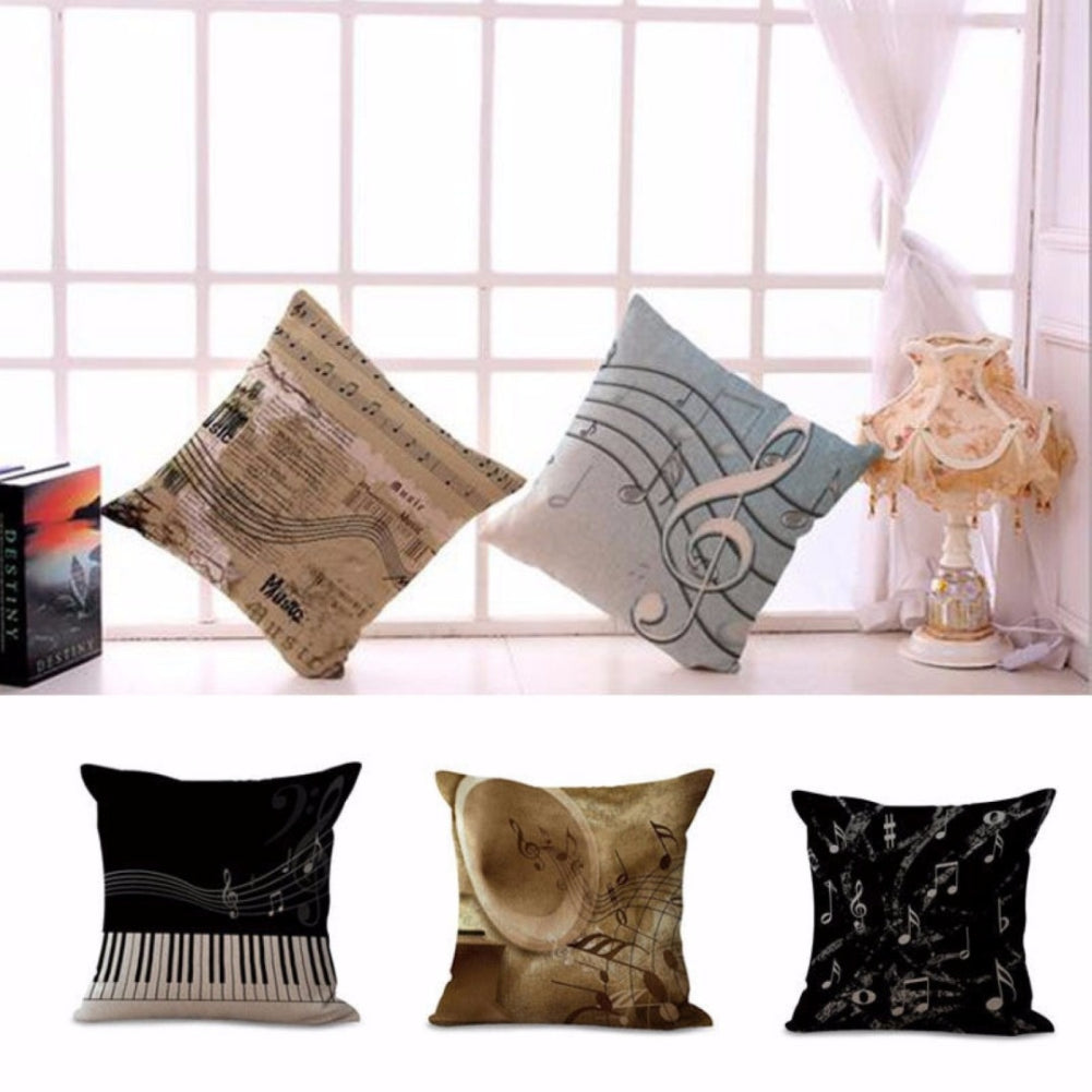 Fashion Throw Sofa Couch Pillow Case Home Decor Musical Notation Cushion Cover