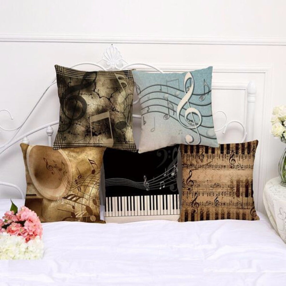 Fashion Throw Sofa Couch Pillow Case Home Decor Musical Notation Cushion Cover