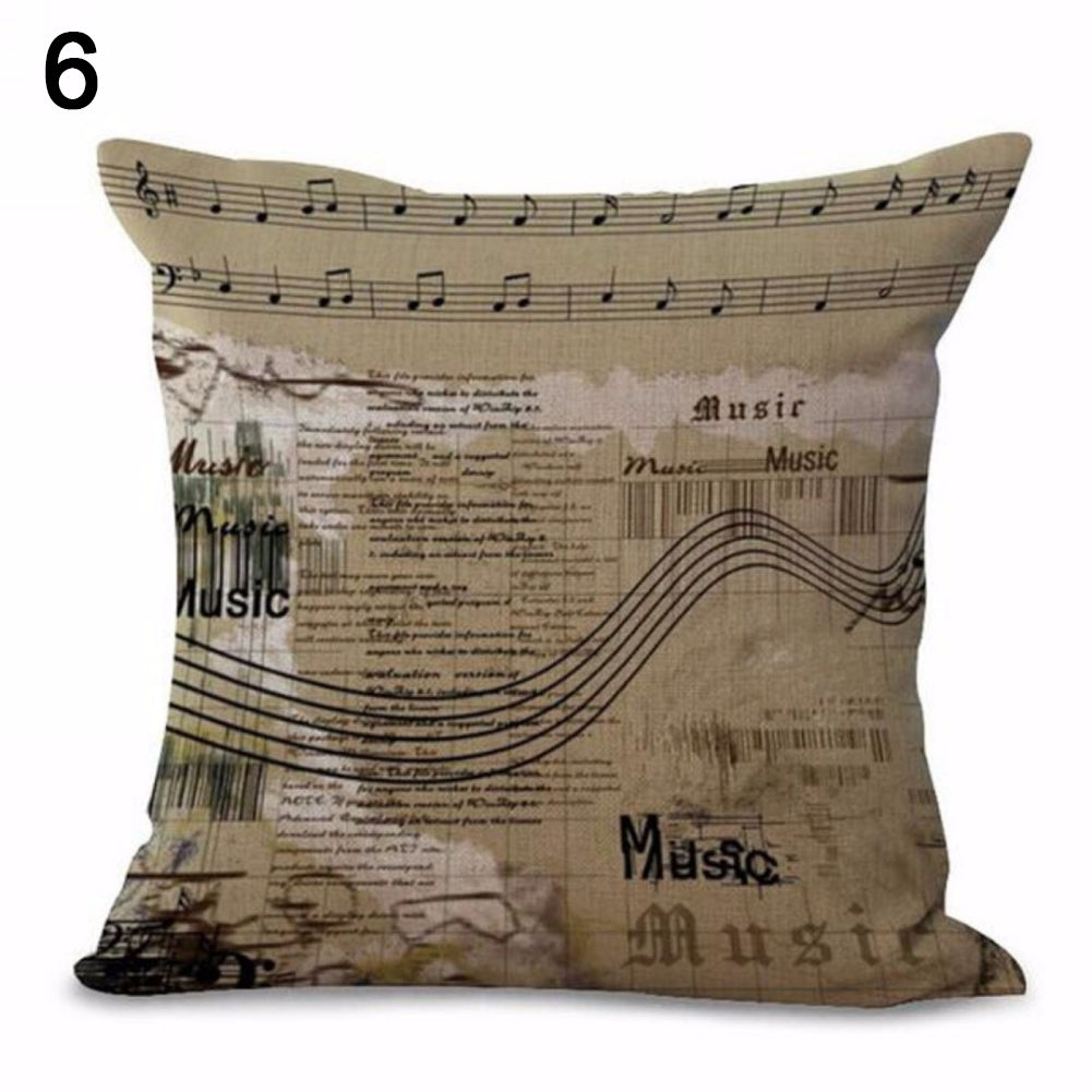 Fashion Throw Sofa Couch Pillow Case Home Decor Musical Notation Cushion Cover