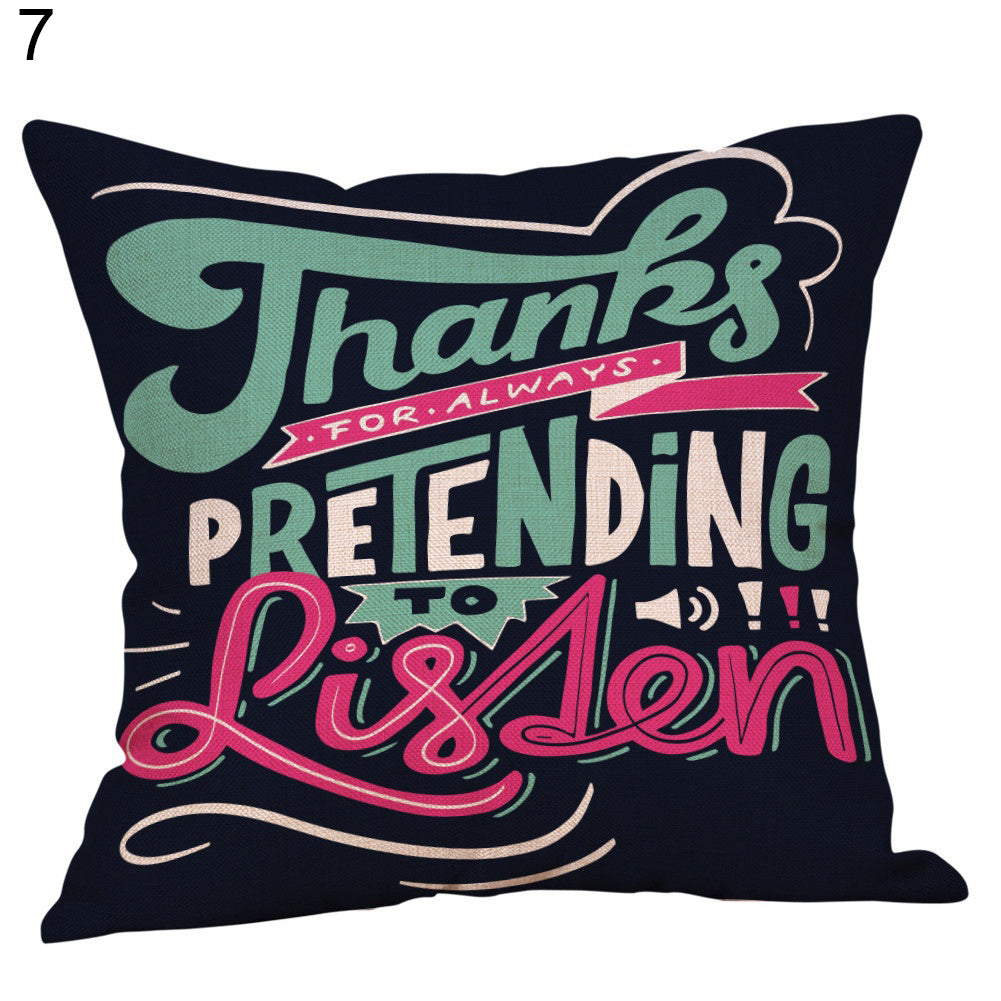 Happy Valentine Letters Linen Throw Pillow Case Sofa Bed Decor Cushion Cover