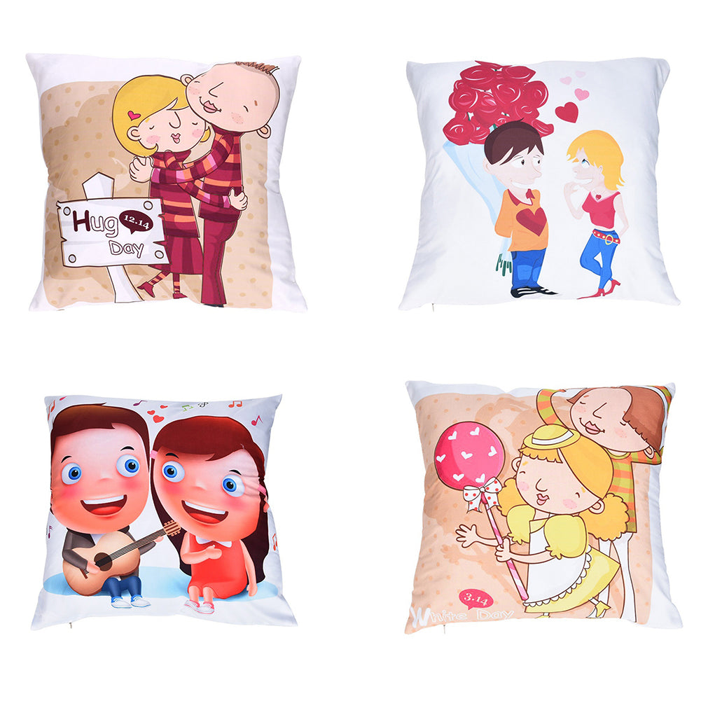 Cartoon Lovers Valentine's Day Print Pillow Case Sofa Cushion Cover Home Decor