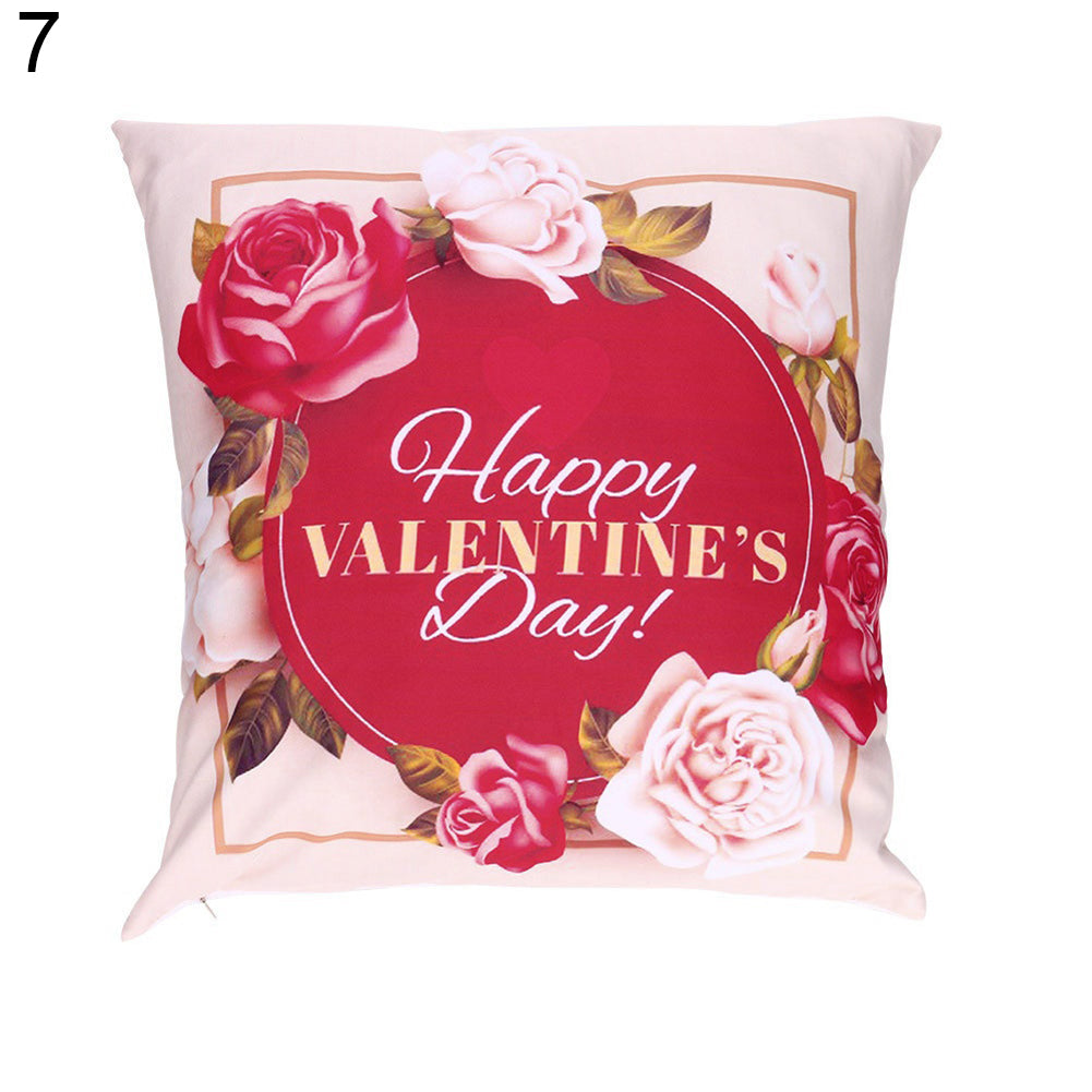 Cartoon Lovers Valentine's Day Print Pillow Case Sofa Cushion Cover Home Decor