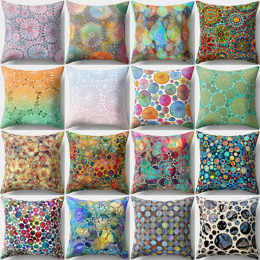 Colorful Flower Dots Modern Cushion Cover Sofa Home Decor Throw Pillow Case