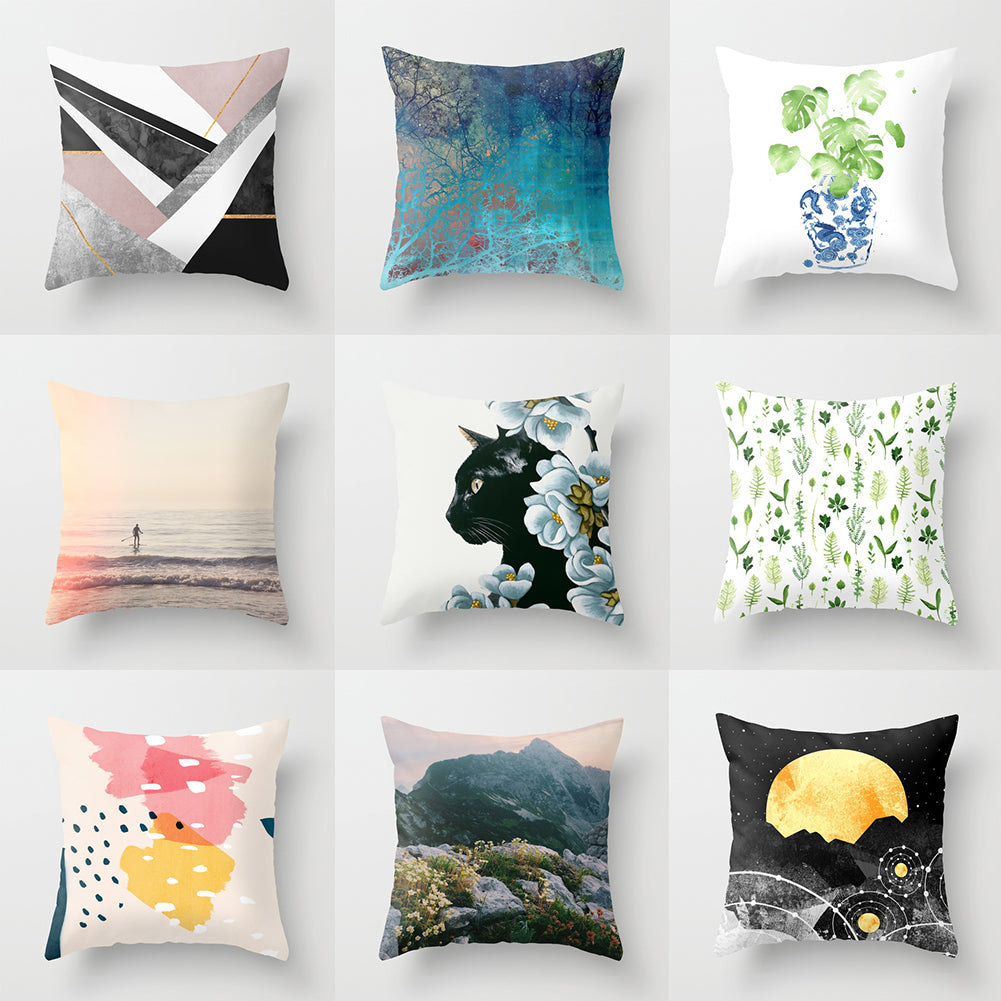 Fashion Cat Sea Leaves Throw Pillow Case Sofa Bed Chair Cushion Cover Home Decor