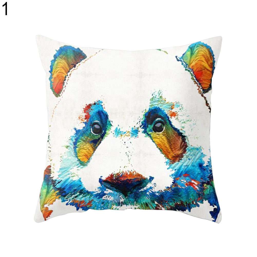 Colored Drawing Flower Animal Throw Pillow Case Cushion Cover Sofa Cafe Decor