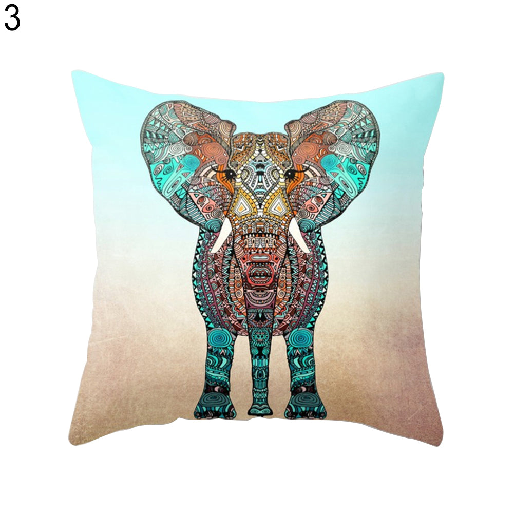 Colored Drawing Flower Animal Throw Pillow Case Cushion Cover Sofa Cafe Decor