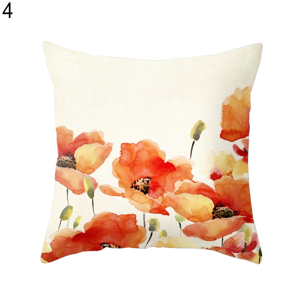 Colored Drawing Flower Animal Throw Pillow Case Cushion Cover Sofa Cafe Decor
