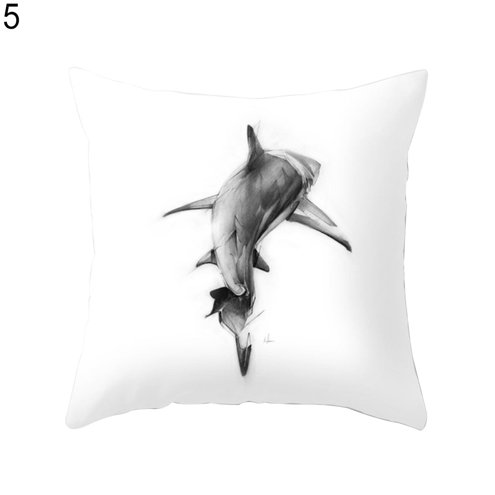 Colored Drawing Flower Animal Throw Pillow Case Cushion Cover Sofa Cafe Decor