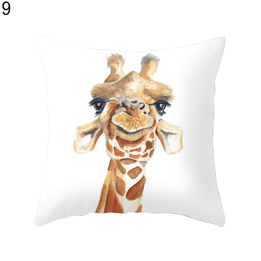Colored Drawing Flower Animal Throw Pillow Case Cushion Cover Sofa Cafe Decor